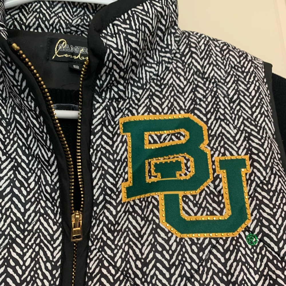 Gameday Couture Baylor Univ. Quilted Vest, black white gold sequin women's XS - Picture 5 of 12